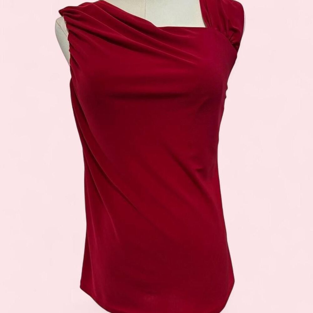 Ava & Grace Red Draped Cowl Neck Top